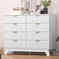 Fluted Dresser for Bedroom,8 Drawer Dresser for Closet,Storage Cabinet and Chest of Drawers with Gold Handle,TV Stand,Storage Organizer for Living Room,Hallway,Entryway,White