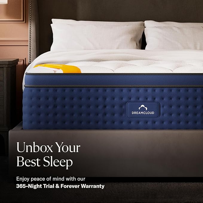 DreamCloud Premier Rest 14" Cal King Mattress - Luxury Hybrid Memory Foam - 365 Night Trial - Premium Pressure-Relieving Layers - Forever Warranty - Mattress in a Box - CertiPUR-US Certified