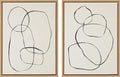 Kate and Laurel Sylvie Modern Circles and Going in Circles Framed Linen Textured Canvas Wall Art by Teju Reval, Set of 2, 18x24 Natural, Beautiful Abstract Wall Decor