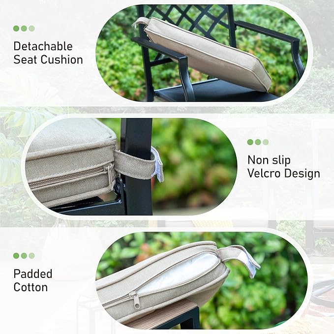 Sophia & William Outdoor Swivel Metal Chairs Set of 4, Patio Dining Chairs with Cushions, Strong Capacity Furniture Set for Garden Backyard Support 300lbs
