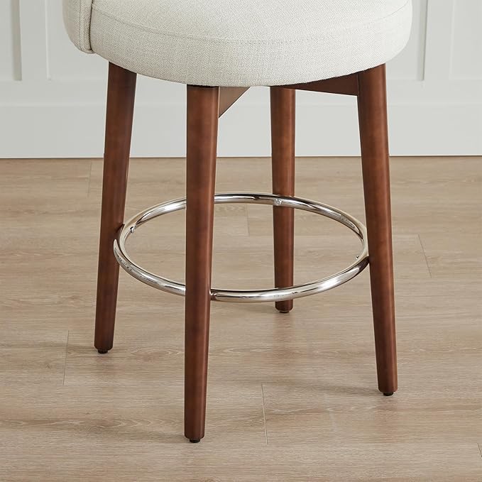 CHITA Counter Height Bar Stools Set of 2,Swivel Barstools for Kitchen Island,26.4" H Seat Height,Fabric,Linen
