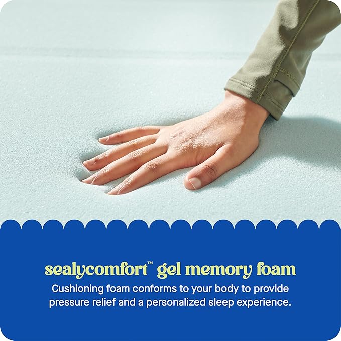 Sealy Dreamlife 3” Gel Memory Foam Twin Mattress Topper with 1” Quilted Cooling Cover, SealyComfort Gel Foam, SealyCool Poly Blend Cover