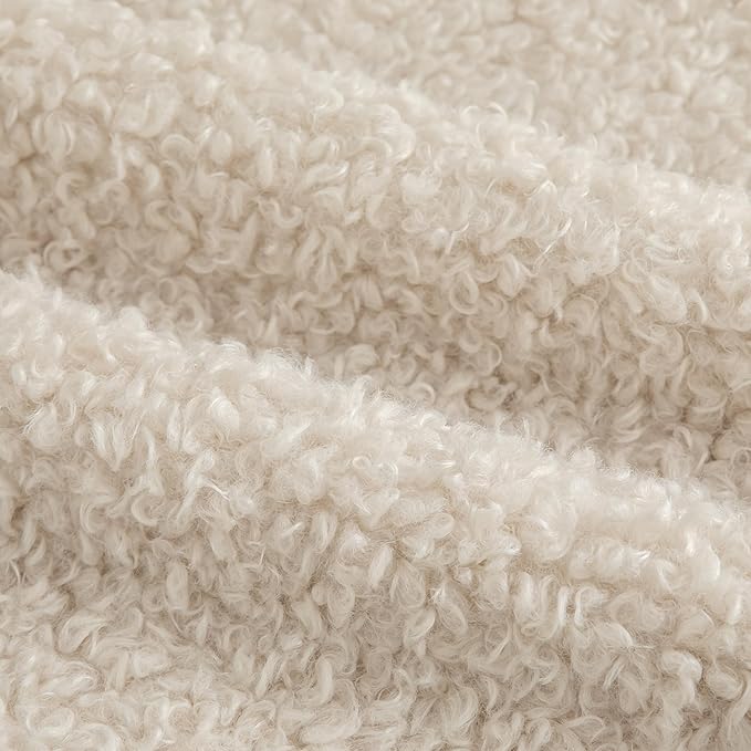 Pack of 2 Curly Teddy Wool Faux Fur Throw Pillow Covers Fuzzy Accent Soft Sherpa Pillowcases Sheepskin Fleece Decorative Cushion Case for Sofa Couch Living Room 26x26 Inch Neutral Light Beige