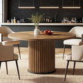 Tribesigns Round Dining Table for 4-6, 47-Inch Modern Circle Kitchen Table with Fluted Round Base, Farmhouse Wood Dinner Table for Dining Room, Kitchen, Living Room, Brown