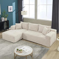 PELUMY 108.7" L-Shaped Modular Sectional Sofa with Oversized Chaise, Cloud Couch with Memory Foam, No Assembly Required Sleeper Sofa for Small Space Living Room, Apartment (Beige, Corduroy)