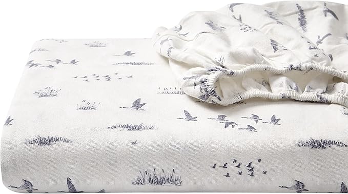 Eddie Bauer - Flannel Sheets Queen Size, Anti-Pilling & Wrinkle Resistant Cotton, Touchably Soft for All-Season Comfort - Bed Sheets with Matching Pillowcases & Fitted Sheet (Geese Meadow Yellow)
