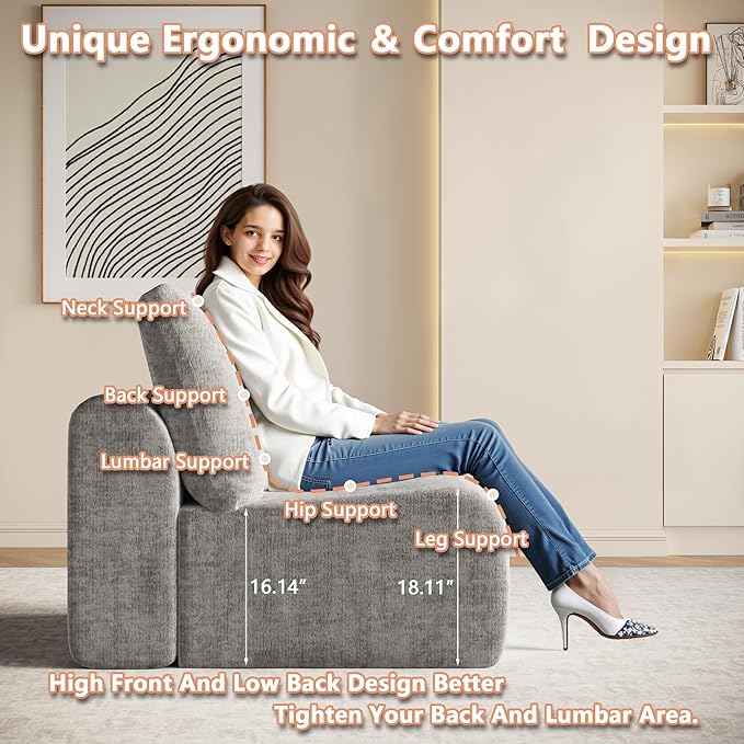 EASE MOOSE Boneless Modular Cloud Couch, Oversized L-Shaped Sectional Sofa for Living Room, Extra Large Movable Couches, 6-Deep-Seat Movable Sofas for Bedroom, Apartment, Chenille (Light Grey)