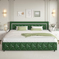 BarnFurin King Size Bed Frame with Headboard, Upholstered Bed with Diamond Tufted Design, Wooden Slats Support, No Box Spring Required, Easy Assembly, Green