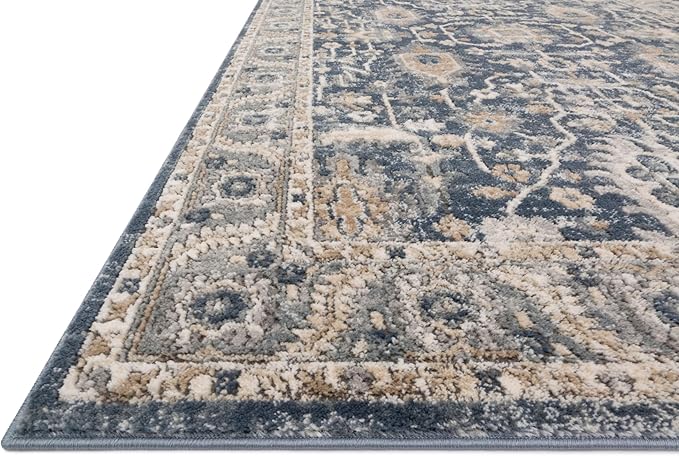 Loloi Teagan Collection TEA-03 Denim/Pebble 2'-8" x 4' Accent Rug, Large, Soft Neutral Rug, High-Traffic for Living Room, Bedroom, Home Office, Dining Area