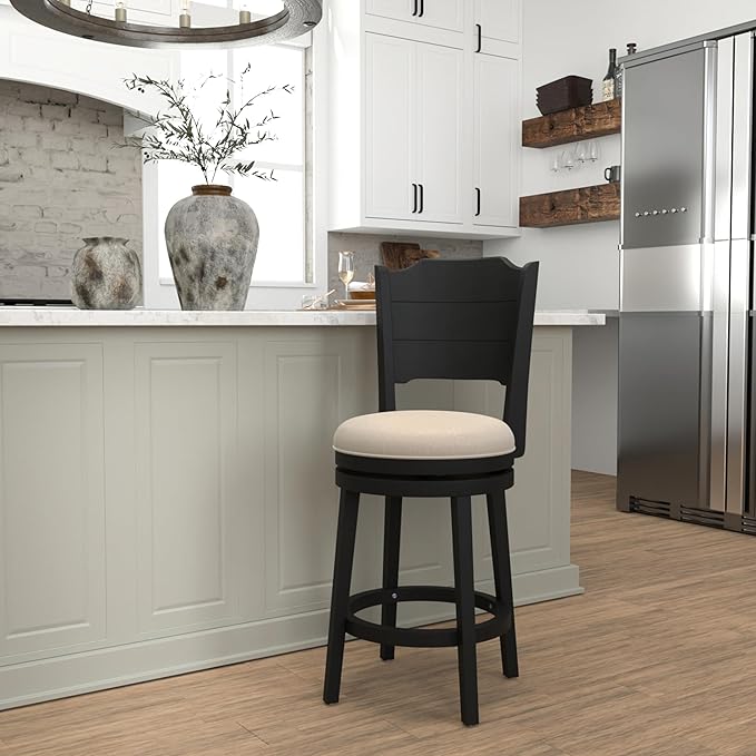 Hillsdale Clarion Wood Counter Height Swivel Stool, Black