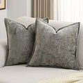FUTEI Grey Chenille Throw Pillow Covers 18x18 Inch Set of 2,Soft Cozy Bound Edge Design Cushion Case,Home Decor for Couch Bed Living Room