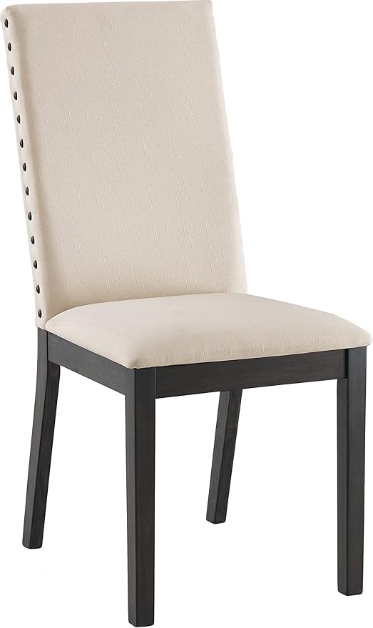 Crosley Furniture Hayden Modern Farmhouse Upholstered Wood Dining Chairs Set of 2, Slate/Crème