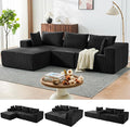 109" Cloud Sectional Couch, Boneless Couches for Living Room, Modular Sectional Sofa with Deep Seat, L-Shape Couch with Chaise, Comfy Corduroy Fluffy Modern Modular Sofa, No Assembly Required, Black