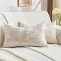 FUTEI Pink White Decorative Throw Pillow Covers 12x20 Inch Set of 2,Soft Faux Cashmere Jacquard - Textured & Cozy Pillow Case,Modern Home Decor for Couch Bed Living Room