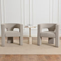 KINWELL 28" W Boucle Accent Chair Armchairs Set of 2, Upholstered Square Open-Back Barrel Chair, No Assembly Side Chair ArmChairs for Living Room Bedroom Lounge (Oatmeal)