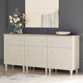 WAMPAT Set of 3 Storage Cabinets, 70.8" Kitchen Sideboards with Drawers and Doors, Modern Beige Coffee Bar Cabinets with Adjustable Shelves and Solid Legs for Living Room, Entryway, Hallway