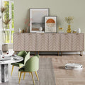 Scurrty 31.5" 3-Piece Sideboard Buffet Cabinet Set, Natural Log Color with Doors & Adjustable Shelves, Storage Cabinet for Living Room & Kitchen