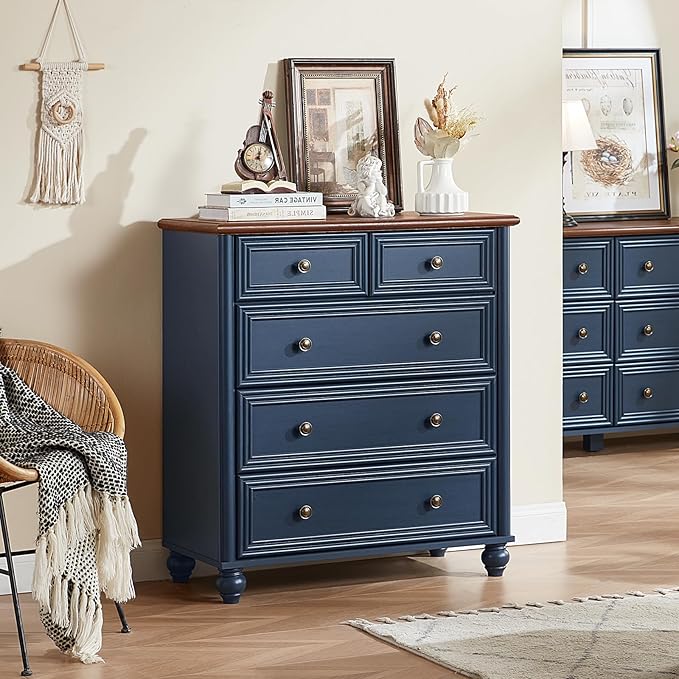 Farmhouse Dressers & Night Stand Set of 4, Wood 54" Wide Dresser & 35" Tall Chest of Drawers, 18" with Charging Station Nightstand Set of 2, Bedroom Furniture Dresser Set for Home Living Room Hallway