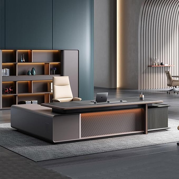 Modern Executive Desk, 86.6 inch L Shaped Desk with Storage, L Shape Corner Desk Drawers and Lockable Storage No Installation Required, Without Desk or Computer Chair (Filing Cabinet)