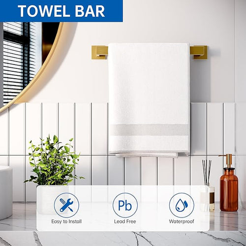 10-Piece Bathroom Hardware Accessories Set, 16 Inch SUS304 Stainless Steel Towel Bar Set, Wall Mounted Bathroom Towel Holders, Towel Hooks with Toilet Paper Holder