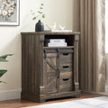 Bathroom Floor Cabinet, Farmhouse Storage Cabinet with Sliding Barn Door, Small Storage Cabinet with Drawer for Bathroom, Kitchen, Living Room, Rustic Style Cabinet (Dark Rustic Oak)