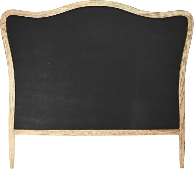 Creative Co-Op Modern Farmhouse Solid Oak Wood Headboard with Linen Upholstery, Natural and Beige, Queen