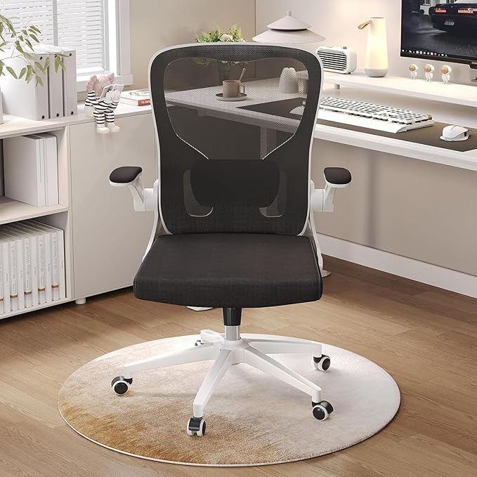 Ergonomic Office Chair, High-Back Mesh Computer Desk Chair with Adjustable Height, Lumbar Support, Flip-Up Armrests,headrest，and Swivel Rolling Design for Home and Office Use