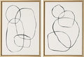 Kate and Laurel Sylvie Modern Circles and Going in Circles Framed Linen Textured Canvas Wall Art by Teju Reval, 2 Piece 18x24 Gold Abstract Wall Decor