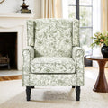 Accent Chair, Upholstered High Back Floral Armchair with Nailhead Trim & Wood Legs, Comfy Wingback Reading Single Sofa Chair for Small Spaces, Living Room, Bedroom