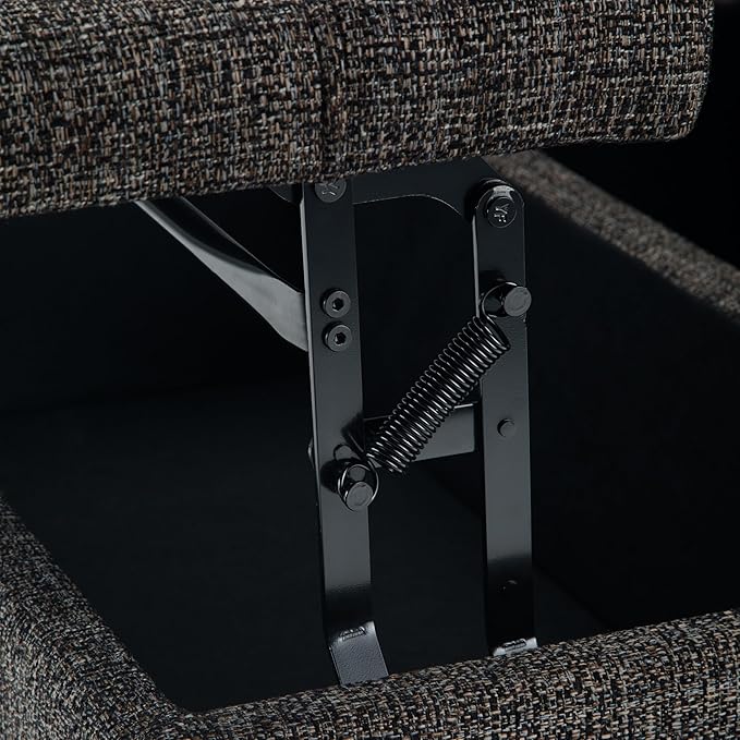 SIMPLIHOME Harrison Coffee Table Storage Ottoman - 36 inch Wide Upholstered Tweed Look Fabric Square Ottoman in Warm Dark Charcoal Melange, Transitional Ottoman for Living Room with Split Lift-Up Lid