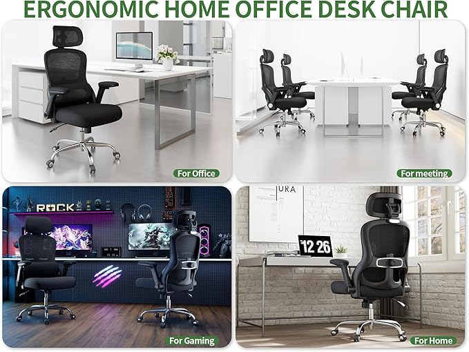Ergonomic Office Chair: 400LBS Computer Desk Chair Comfy-Black Big and Tall Office Chair with Lumbar Support & Headrest-Gaming Chairs for Adults-Executive Office Rolling Chairs for Home Work