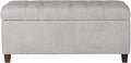 Homepop Home Decor | Tufted Ainsley Button Storage Ottoman Bench with Hinged Lid | Ottoman Bench with Storage for Living Room & Bedroom, Grey