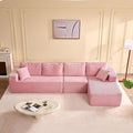 138" Boneless Couch with Deep Seat, Modular Sectional Sofa, Cloud Sectional Couch for Living Room, No Assembly Required, Corduroy, 4 Seater L-Shape Right, Pink