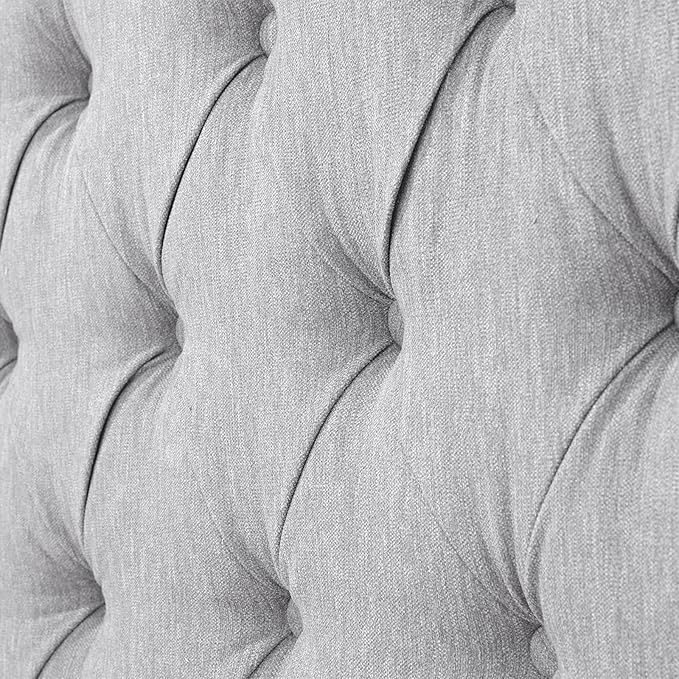 Lucky Monet Linen Upholstered Headboard Queen Size (Headboard Only), Nail Head Trim Wingback Tufted Button Headboard Luxury Soft Padded Head Board with Durable Metal Legs, Adjustable Height, Grey