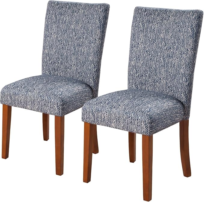 HomePop Parsons Classic Upholstered Accent Dining Chair, Set of 2, Navy