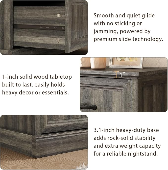 Farmhouse 7 Drawer Dresser for Bedroom, 55 Inch Wide Modern Grey Dresser TV Stand with Large Drawers & Bar Handles, Rustic Wood Chest of Drawers for Bedroom, Living Room