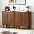 ORRD Fluted Storage Cabinet, Modern Credenza Wooden Accent Sideboard Buffet Cabinet Set of 2 with Adjustable Shelves and Solid Wood Legs, Console Table for Kitchen Dining Living Room Entryway, Walnut