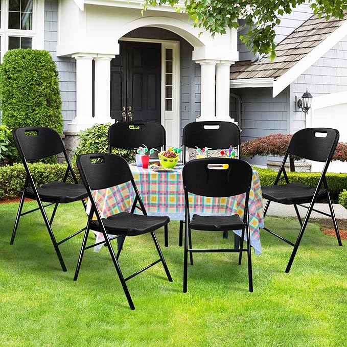 8 Pack Folding Chair, 700 lb Weight Capacity,Indoor/Outdoor Heavy Duty Foldable Chairs for Restaurants, Kitchens, Picnics, Races, Parties & Weddings. (8, Black)