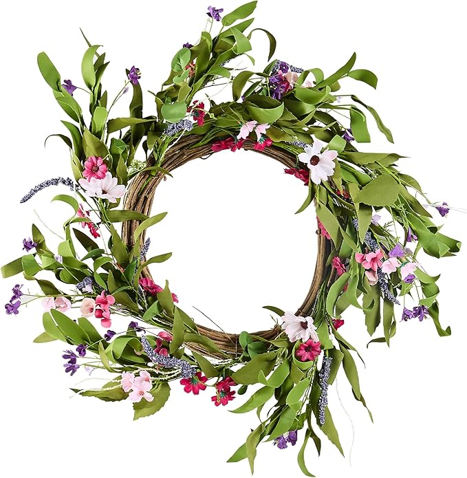 VEVOR Spring Wreath for Front Door 22 Inch - Large Artificial Flower Wreath with Daisy & Lavender, Year-Round All Season Outdoor Indoor Door Decor