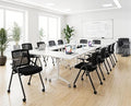12 Pack Stackable Conference Room Chairs with Paddle Folding Office Chair Foldable Desk Chair Mesh Back and Arms for Conference Meeting Guest Reception Home Office Training Room Chair Black