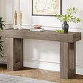 Tribesigns Farmhouse Console Table, 63-Inch Long Narrow Sofa Table Behind The Couch, Wooden Rectangular Entryway Table for Entrance, Hallway, Living Room (Grey)
