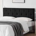Linen Upholstered Headboard King Size, Modern Diamond Tufting Solid Wood California King Headboard Only, Adjustable Height from 37” to 51” Head Board, Bed Frame or Wall Mount Headboards, Black