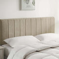 Hearth & Harbor Upholstered Queen Headboard - Easy Assemble Channel Stitched Headboard Queen Size - Wall Mounted Headboards with 3D Soundproof Wall Panels Peel & Stick Floating Headboards, Linen