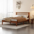 MUSEHOMEINC Solid Wood Queen Size Bed Frame with Headboard, Mid Century Modern Style,Wooden Slat Support, No Box Spring Needed, Large Under Bed Storage, Easy Assembly (Queen)