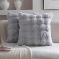 Neelvin Gray Faux Fur Cozy Soft Double-Sided Decorative Throw Pillow Covers 16x16 inch Set of 2,Velvet Pillowcase Cushion Case for Sofa Couch