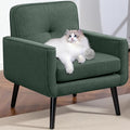 Mid Century Accent Chair, Fabric Modern Chair with Wooden Frame, Cozy Armchair Reading Chair with Comfy Back for Apartment, Living Room, Bedroom, Waiting Room, Small Space, Corner, Green