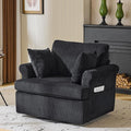 Karl home 39" Swivel Accent Chair,Oversized Seat Armchair W/2 Pillows and 4 Pockets,Modern Upholstered Corduroy Barrel Chairs,Comfy Single Sofa for Living Room,Reading,Bedroom and Office -Black