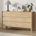Dresser for Bedroom with 6 Drawers,47" Wide Oak Dresser with 4 Solid Wood Legs, Wooden TV Stand,Closet Clothes Organizer for Bedroom, Hallway