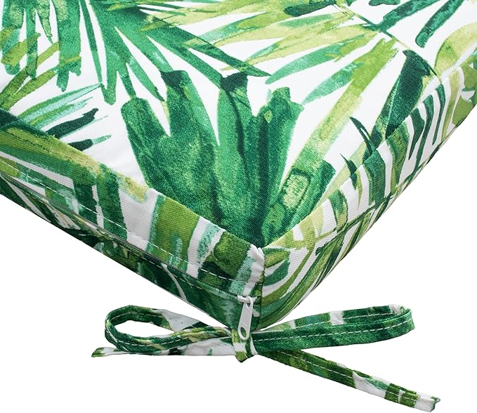 Tommy Bahama Bench Cushion, 50" X 16" X 2.5", Coastal Palm Green Leaf