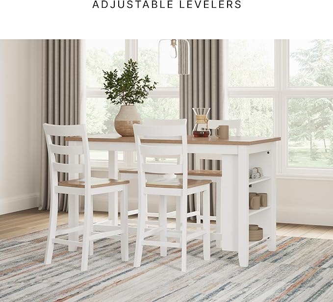 Signature Design by Ashley Torjin Industrial Adjustable Height Counter Barstool, 2 Count, White & Black